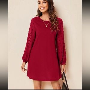 EMERY ROSE Swiss Dot Side Solid Dress